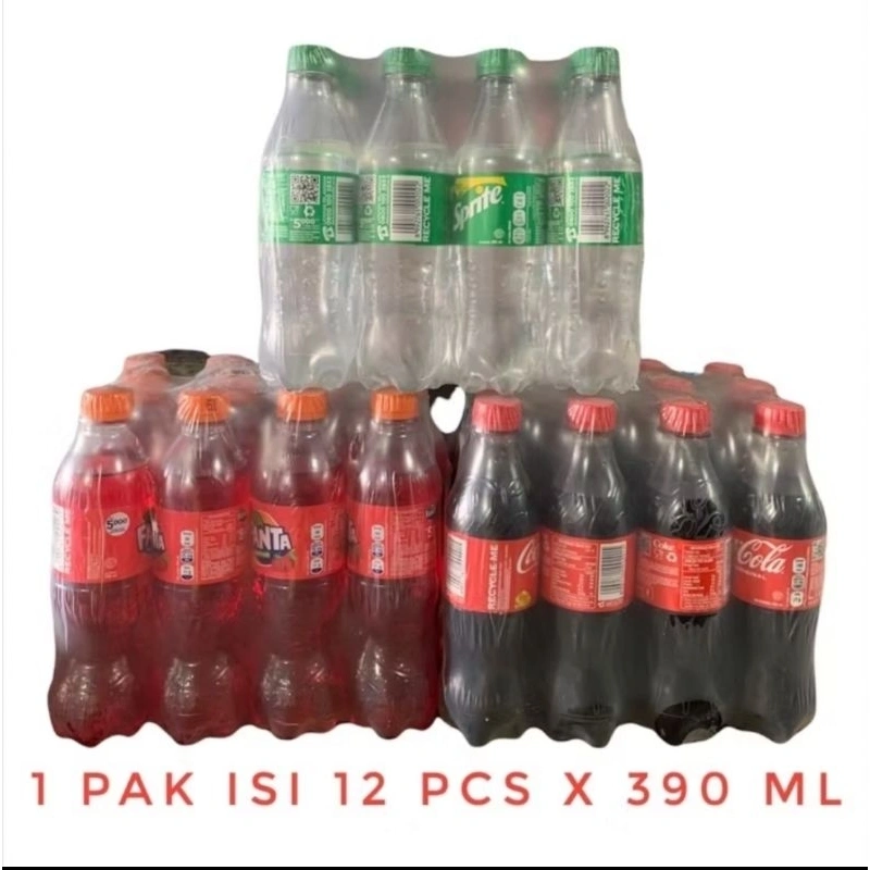 Sprite Fanta Cola Soft Drink Minuman Soda 1 Pak Isi 12 Botol @390ML