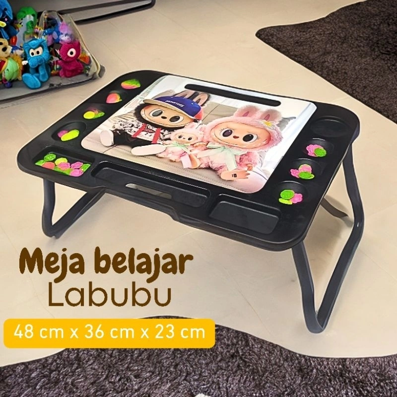 meja belajar lipat portable karakter labubu / meja belajar anak tk sd