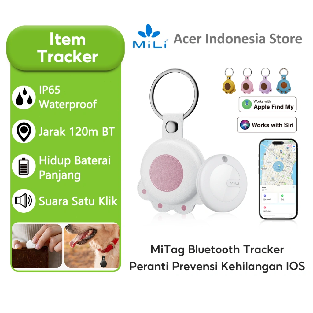 MiLi MiTag Go GPS Bluetooth Tracker Untuk iOS/Android Item Pet Finder Work For Apple/Google Find My