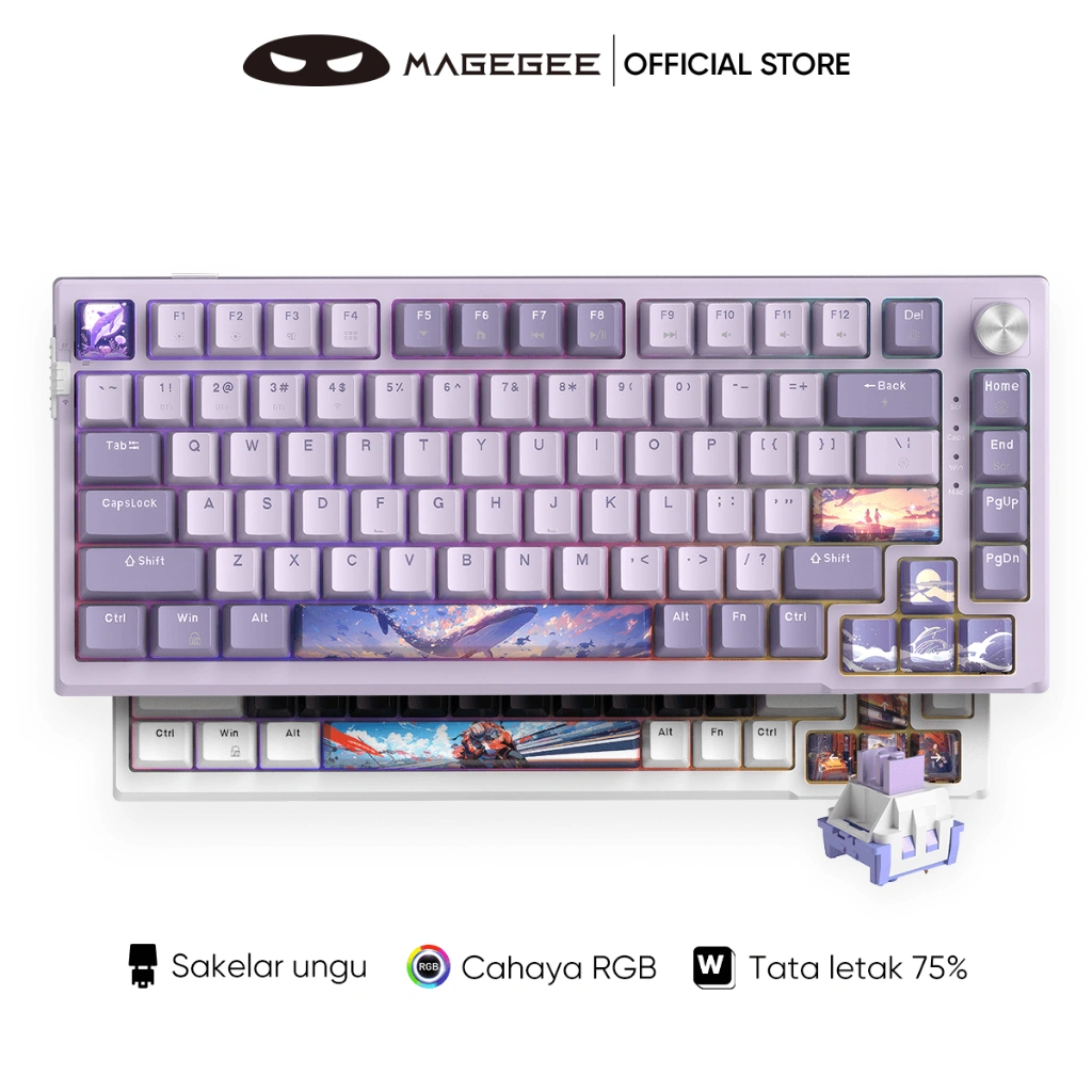 MAGEGEE Mechanical Keyboard Gaming Bluetooth Wireless 2.4G 3 Model Customized Replaceable Switch & Keycaps 75% Layout RGB Light SKY81