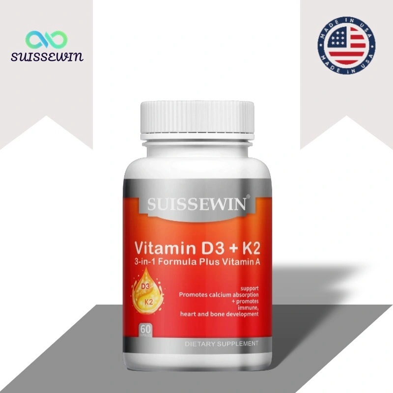 Vitamin D3 + K2, 5000IU, meningkatkan penyerapan kalsium, mencegah osteoporosis, membantu menambah tinggi badan, mendukung sistem kardiovaskular dan kesehatan arteri