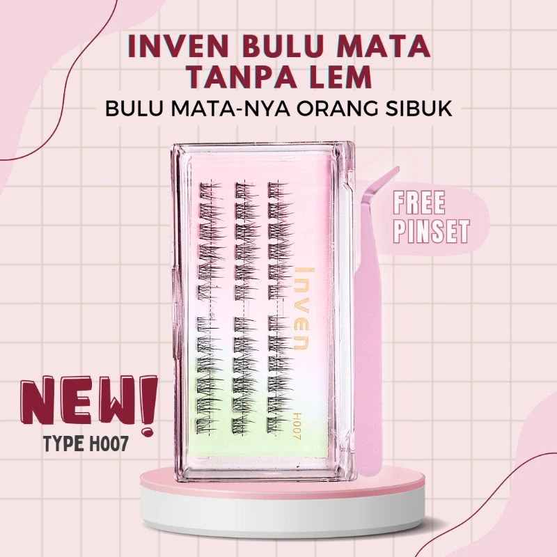 《TANPA LEM》 H007 Bulu Mata Palsu LANGSUNG TEMPEL INVEN Premium Eyelash Extension kode : H007 Hybrid Lashes FREE PINSET / Tweezer hasil natural bulumata extensions bulu mata extensions bulu mata