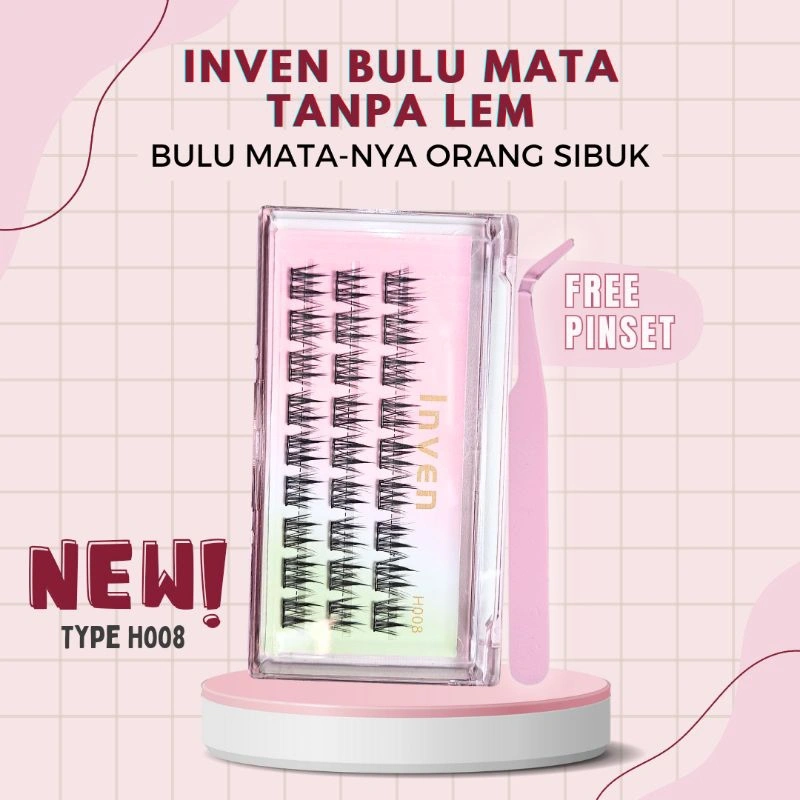 《TANPA LEM》 H008 Bulu Mata Palsu LANGSUNG TEMPEL INVEN Premium Eyelash Extension kode : H008 Latina Lashes FREE PINSET / Tweezer hasil natural bulumata extensions bulu mata extensions bulu mata