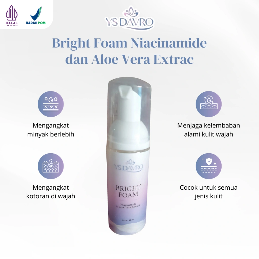 YS DAVRO Facial Wash Bright Foam 60ml Sabun Muka Mencerahkan Wajah  dan Anti Kusam Skincare  BPOM