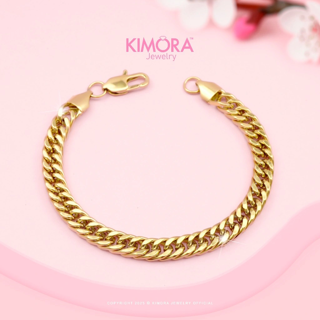 Kimora - Gelang Sisik Naga Titanium Premium Perhiasan Wanita Mewah Ghea Gold Plated 18K Gtt383