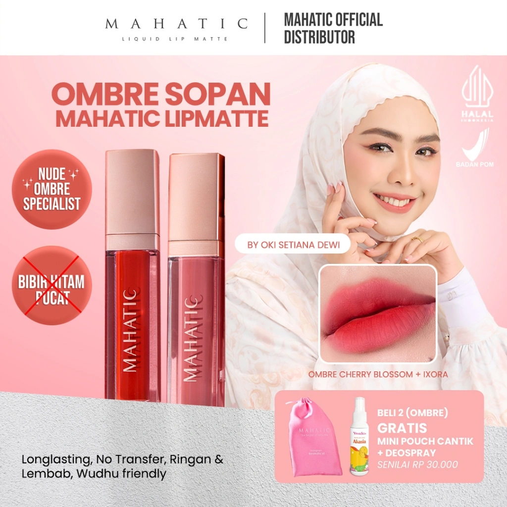 MAHATIC Lipmatte Ombre CherryBlossom 04 & Ixora 01 by Oki Setiana Dewi