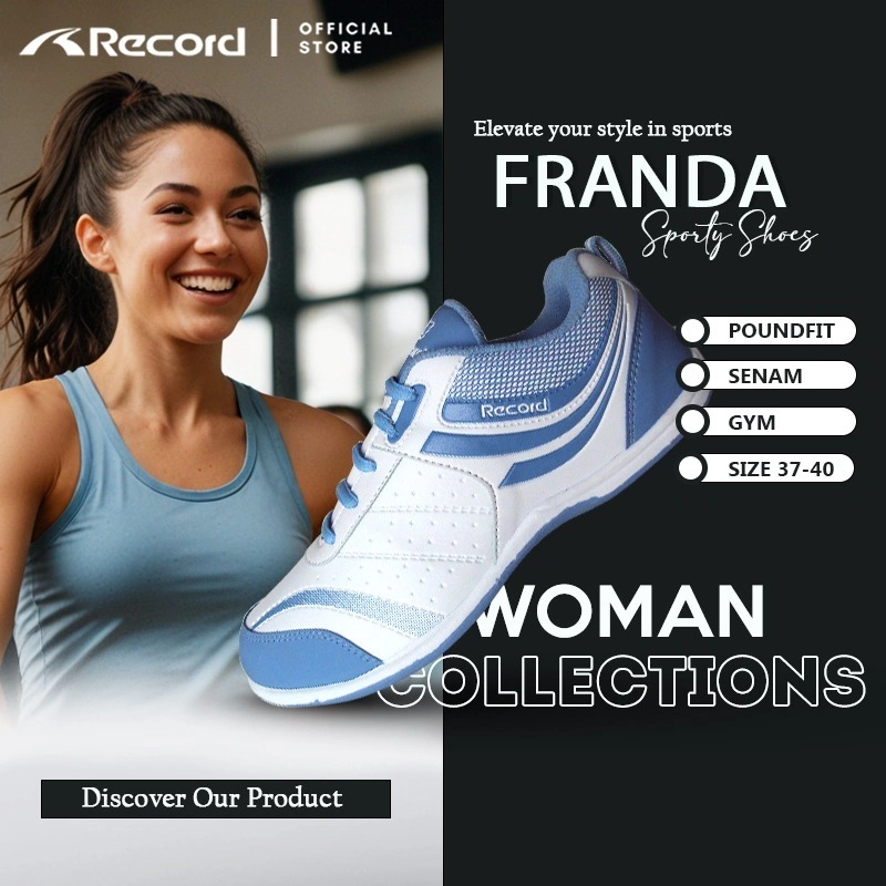 [RECORD SHOES] FRANDA I Sneakers Olahraga Perempuan Sepatu Senam Gym BAMINTON Casual POUNDFIT 37-40