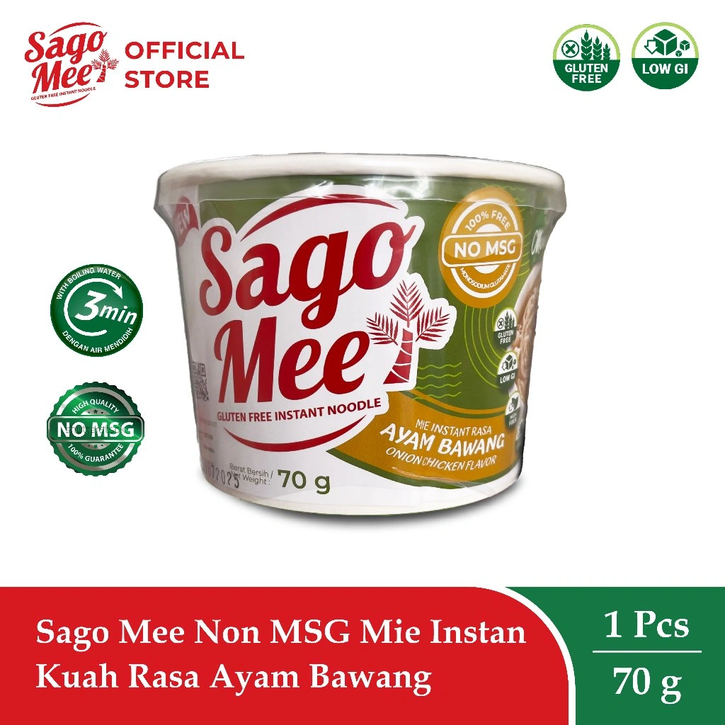 Sago Mee Gluten Free Mie Instan No MSG Cup Kuah Rasa Ayam Bawang 70g