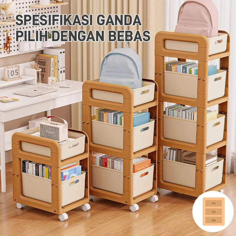 Rak Troli Susun Dorong Laci Rak Serbaguna Tempat Penyimpanan Makanan Skincare Kabinet Dapur Makanan/Buku/Mainan lemari