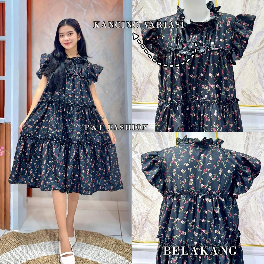 DOLLY DRESS / DRESS REMPEL SUSUN WANITA / Dress Jumbo Bumil