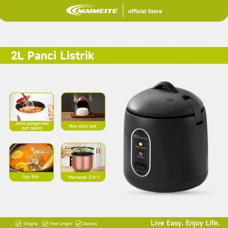 MAIMEITE Rice Cooker Mini/Panci anti lengket penanak nasi/Penanak Nasi Multifungsi 1,2LMagiccom Kecil Low Watt Steamer