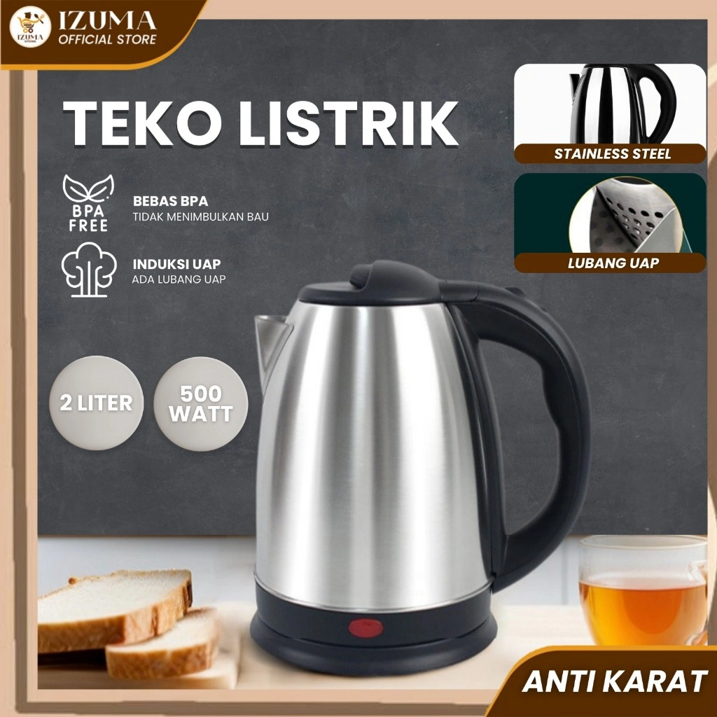 IZUMA Teko Listrik 2 Liter Kettle Pemanas Air Elektrik Stainless Steel