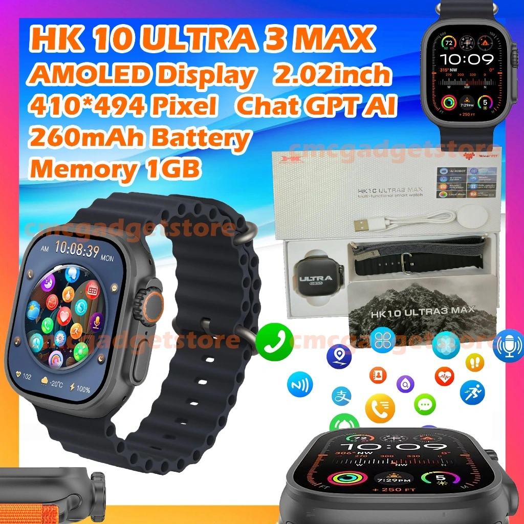 HK10 Ultra 3 MAX GEN 8 Update Gen 2 Gen 3 Gen 6 HK9 Ultra 2 Max Smartwatch AMOLED 2.12inch HK 9 Ultra 2 Watch Pria Chat GPT AI
