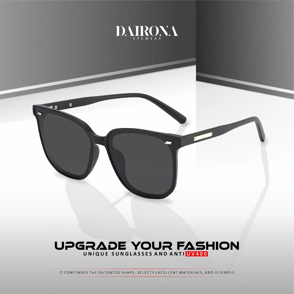 Dairona Eyewear Kacamata Hitam Sunglasses Polarized Anti Silau UV400 Fashion Pria Wanita Simple Kekinian TR-90 Bentuk Kotak 818-2