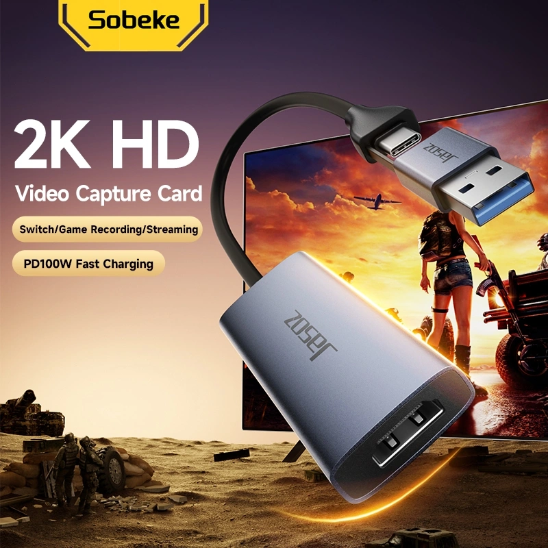 Sobeke Video Capture Card HDMI USB Type C 4K Game Record Streaming PD100W Fast Charge Mac Windows Android