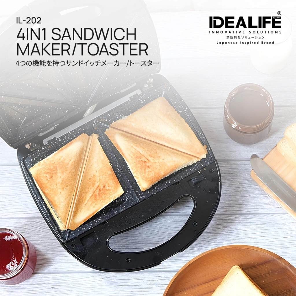 IDEALIFE - 4in1 Sandwich Maker - Toaster – Pemanggang Roti - SM-4001