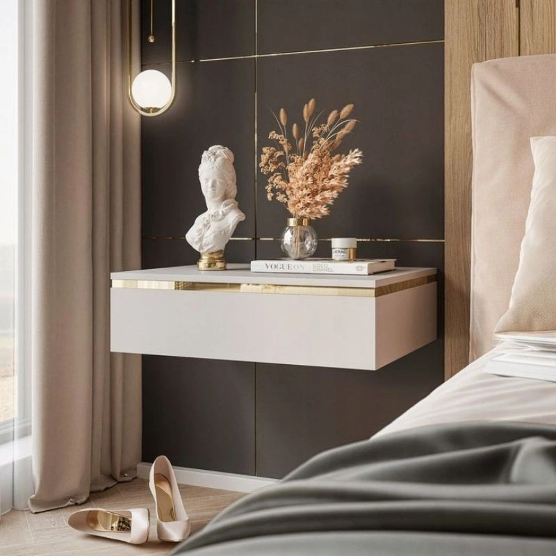 meja nakas gantung minimalis meja samping kamar tidur list gold