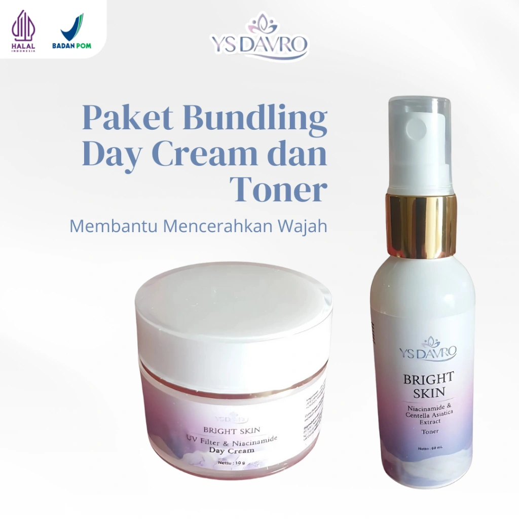 YS DAVRO Paket Bundling Day Cream 10gr dan Toner 60 ml Skincare Mencerahkan Wajah Skincare BPOM