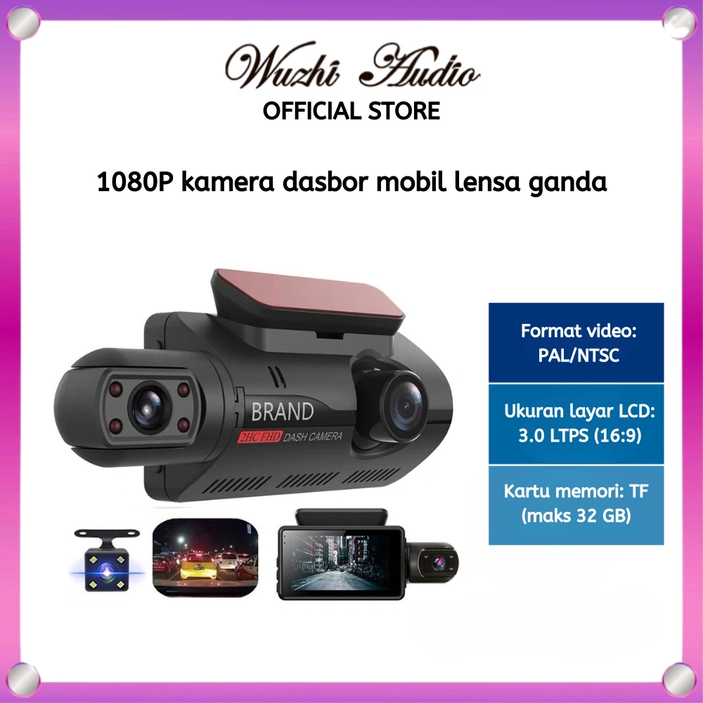 1080P FHD Car Dash Cam Vehicle BlackBox DVR Dual Lens night vision 3" IPS Screen G-sensor 170° angle loop recording G-sensor