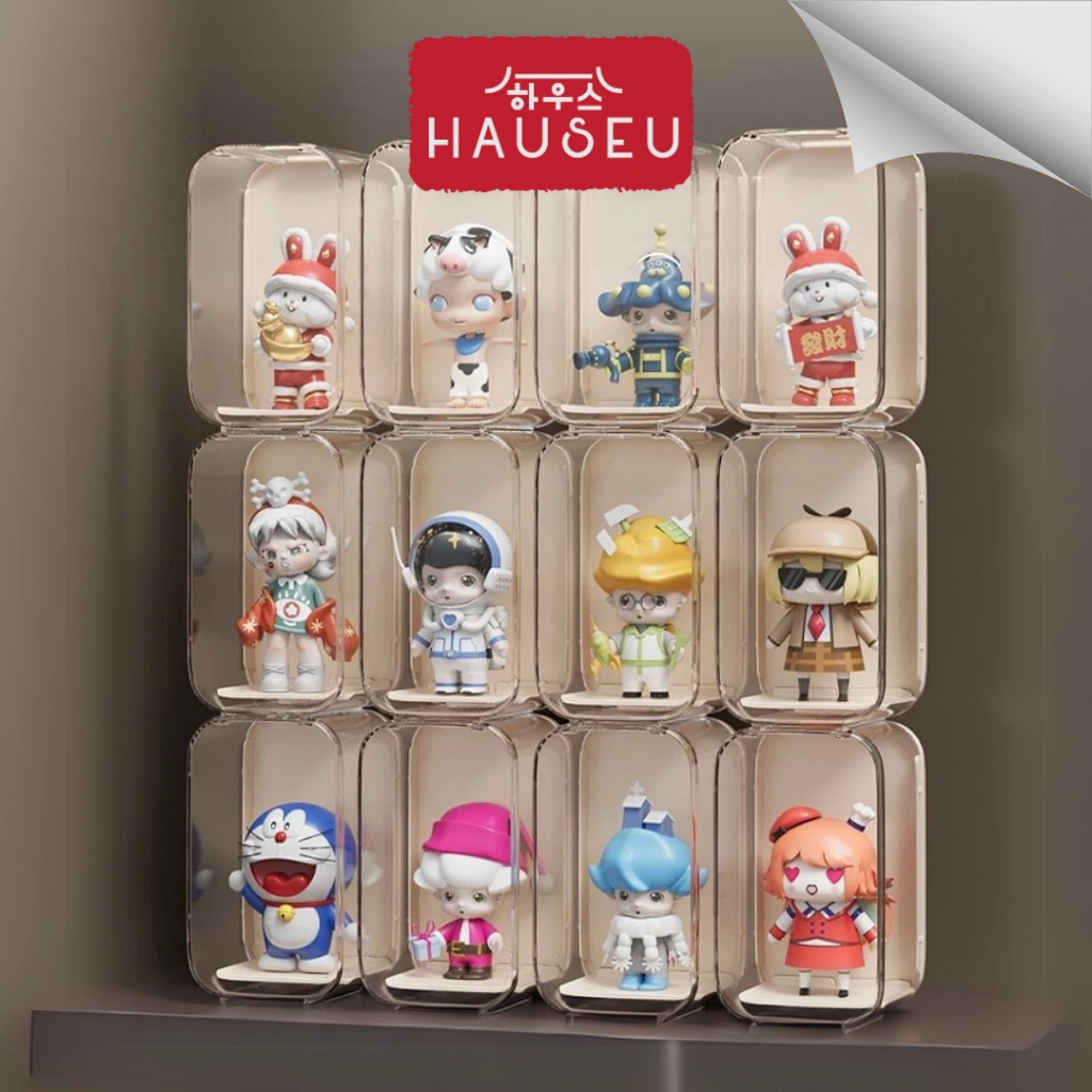 HAUSEU - NAM JI Kotak Pajangan Pajangan Rumah Smart Kotak Display Mainan Anak Stackable Pelindung Pop Mart Display Box Funko Pop Tumpuk Rak Mainan Action Figure Transparan