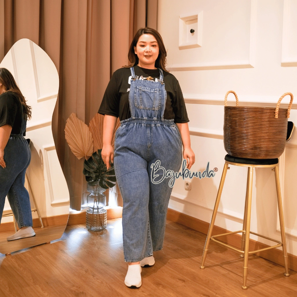 Jumpsuit Jeans Jumbo / Jumpsuit Big Size / Bahan Denim / BAJUBUNDA JELITA BEST SELLER