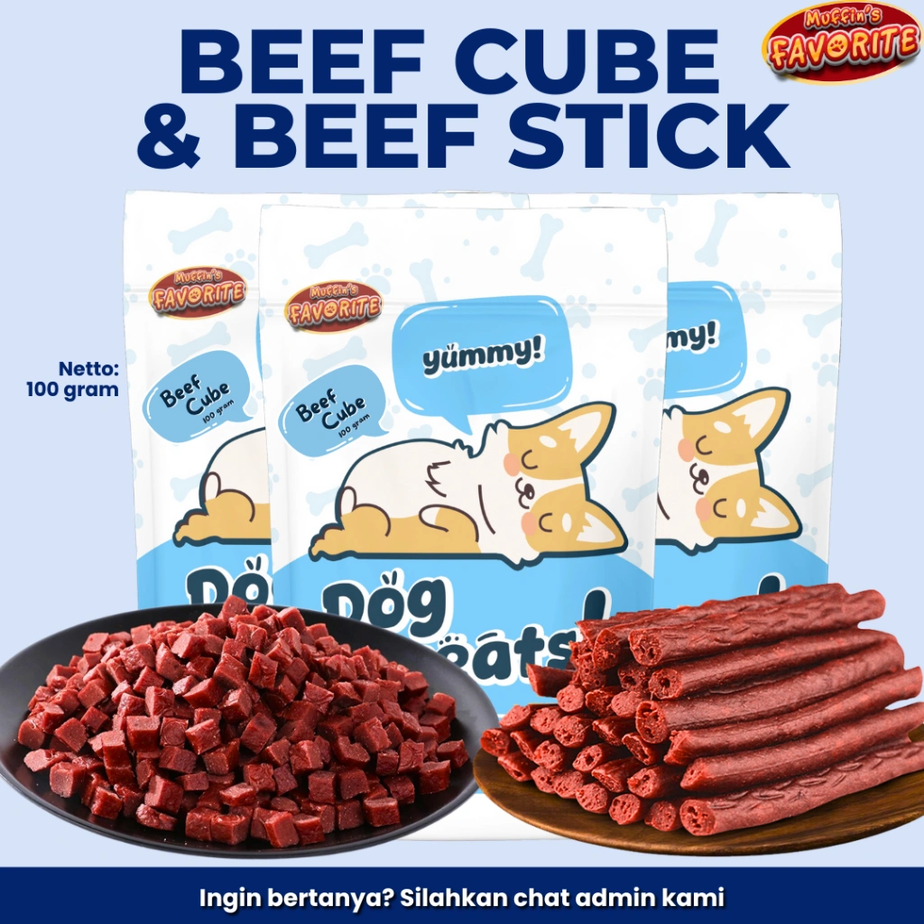 Favorite Beef Cube & Beef Stick Dog snack Dog Treats Snack Anjing Cemilan Anjing