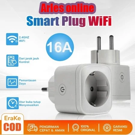 Wireless WiFi Smart Plug Socket 16A with Colokan Energy Monitoring Statistic Smart Home Colokan Stop Kontak Timer Colokan Pintar Wireless Smart Wifi Remote Control Single Socket - Home Smart Plug
