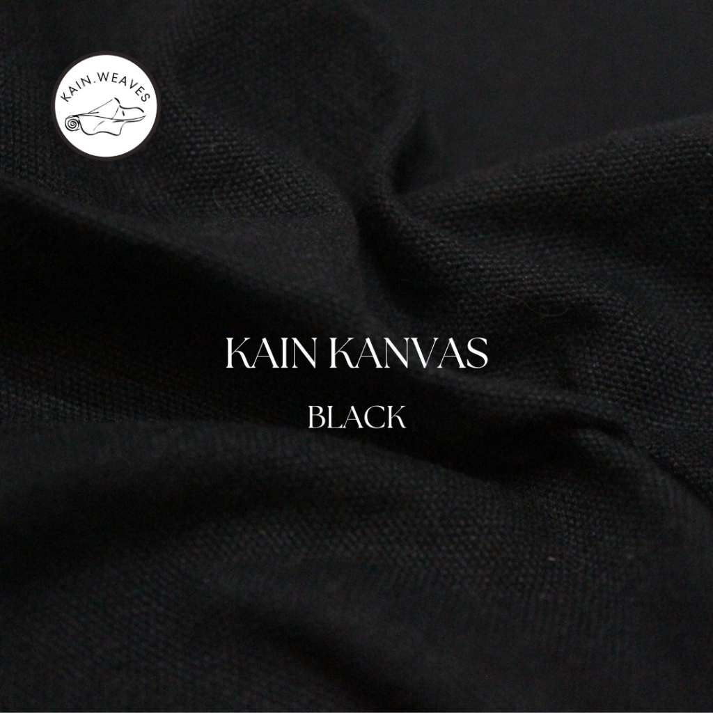 Kain Kanvas Hitam  0.5 Meter/Kain Arahan Berkualitas