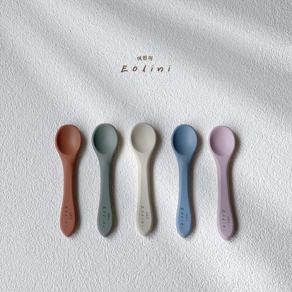 [ Eolini ] Silicone Toodler Baby Spoon / Sendok Makan Anak / Alat Makan MPASI Bayi