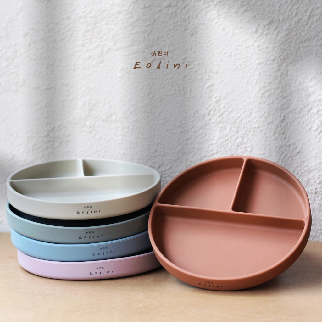 [ Eolini ] Silicone Suction Plate 3 Separation Baby Toodler / Piring Tempat Makan Anak Bayi