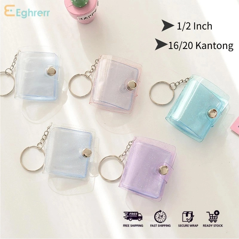 Eeghrerr Album Foto 1/2 Inch Mini 16/20 Kantong Gantungan Kunci Kpop Koleksi Album Photocard