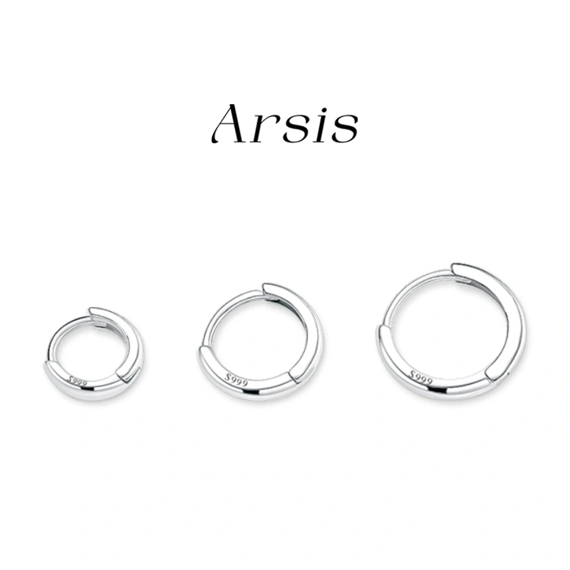 ARSIS Anting bulat perak 999 sterling Wanita Perak asli Gaya sehari-hari minimalis Desain kelas atas