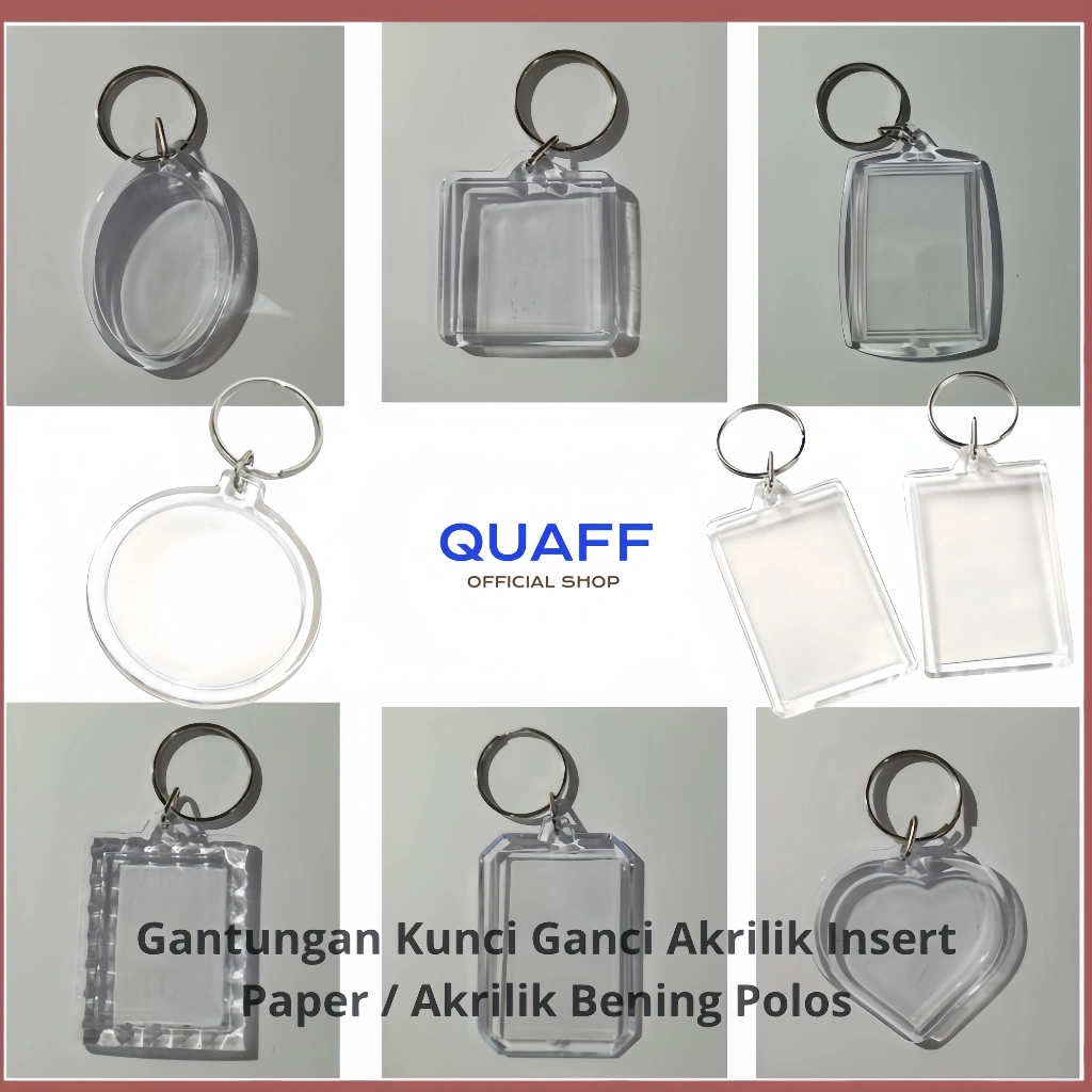 50PCS Gantungan Kunci Ganci Akrilik Insert Paper / Akrilik Bening Polos / bahan gantungan kunci
