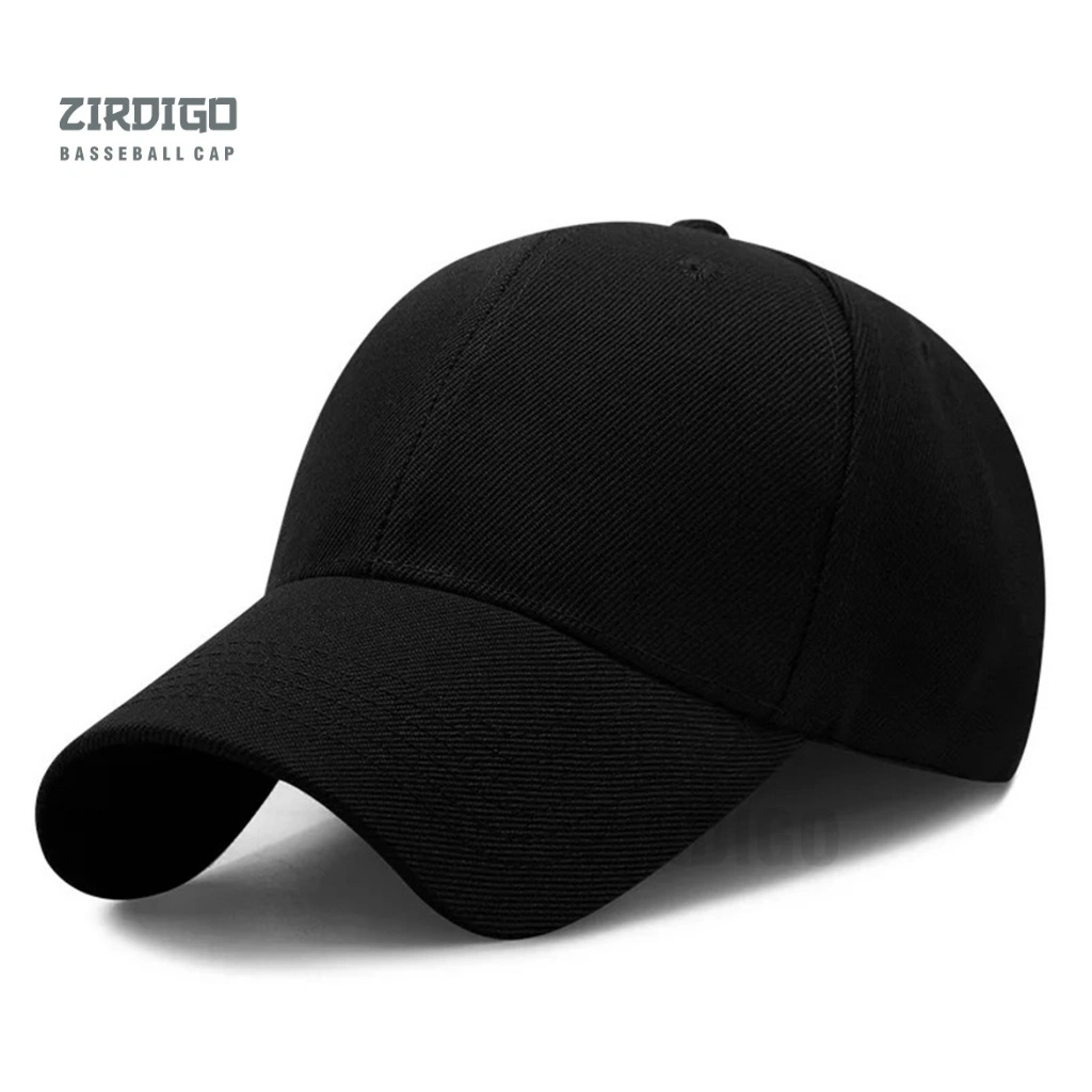 Zirdigo - Topi Baseball Cap Polos Hitam Topi Bisbol Unisex
