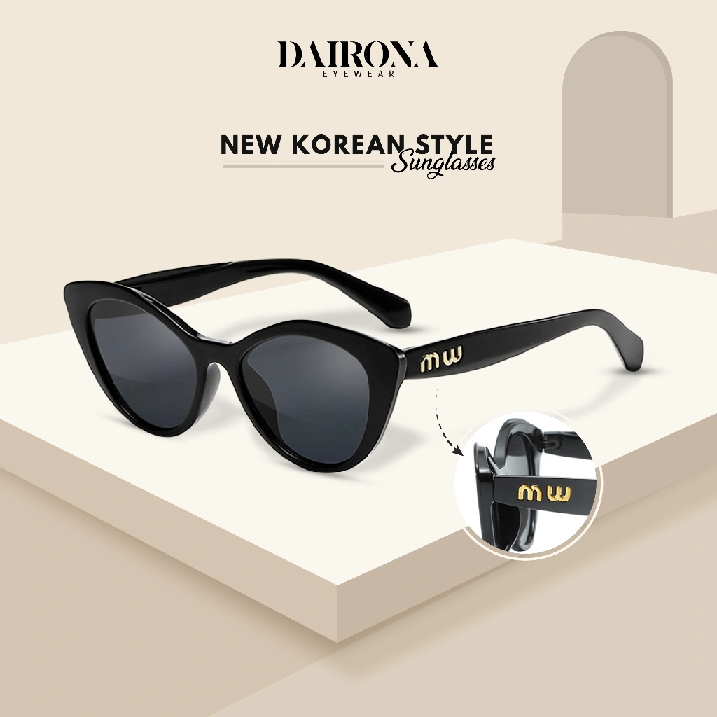 Dairona Eyewear Kacamata Hitam Wanita Cat Eye Sunglasses Fashionable Gaya Korea Terbaru UV400 Polarized Anti Silau TR-90 835s