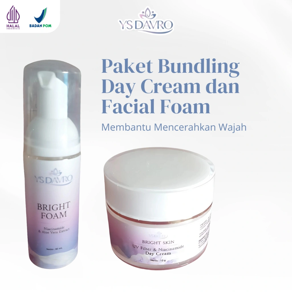 YS DAVRO Paket Bundling Day Cream 10 gr dan Facial 60 ml Mencerahkan Wajah Skincare BPOM