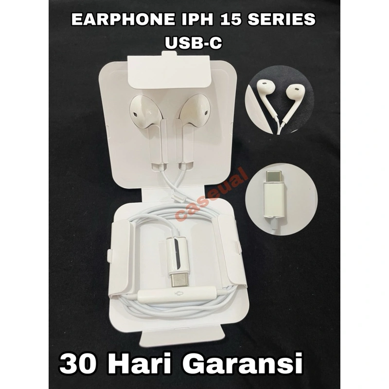 Headset Earphone Earpods Iph 15 - 15 Pro - 15 Pro Max Type -C Stero Powerfull Bass Original