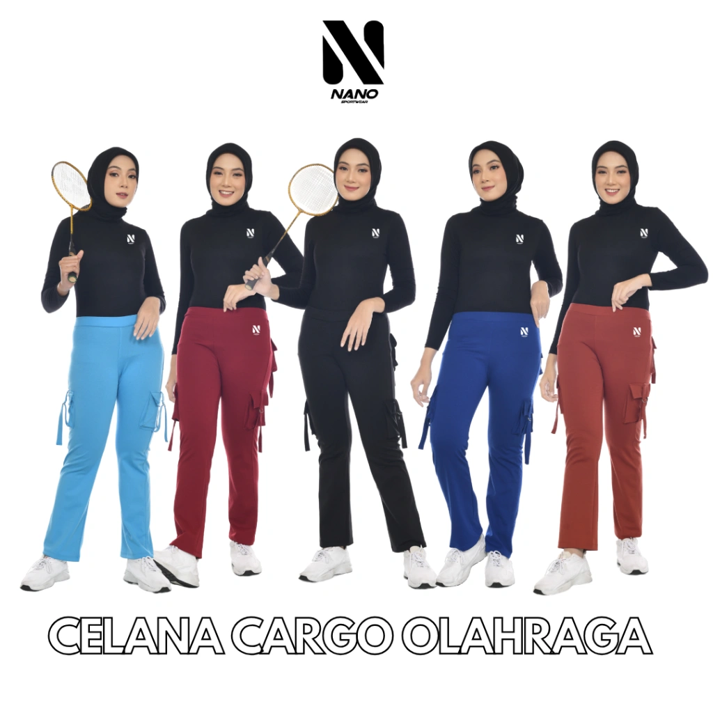 NANO SPORTSWEAR CELANA CARGO PANJANG WANITA / CELANA OLAHRAGA PDL KANTONG 4 / CELANA SENAM WANITA DEWASA