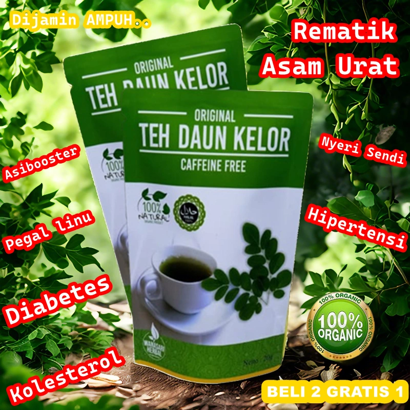 TEH DAUN KELOR ORIGINAL 100% Obat Asam Urat Rematik Kolesterol Hipertensi Gula darah Diabetes Nyeri sendi Nyeri Pinggang Pegal Linu Asibooster Saraf MORINGA Organik Anti-Kanker, Diabetes, Tingkatkan Imunitas dan Kekebalan Kesehatan Tubuh Suplemen Herbal