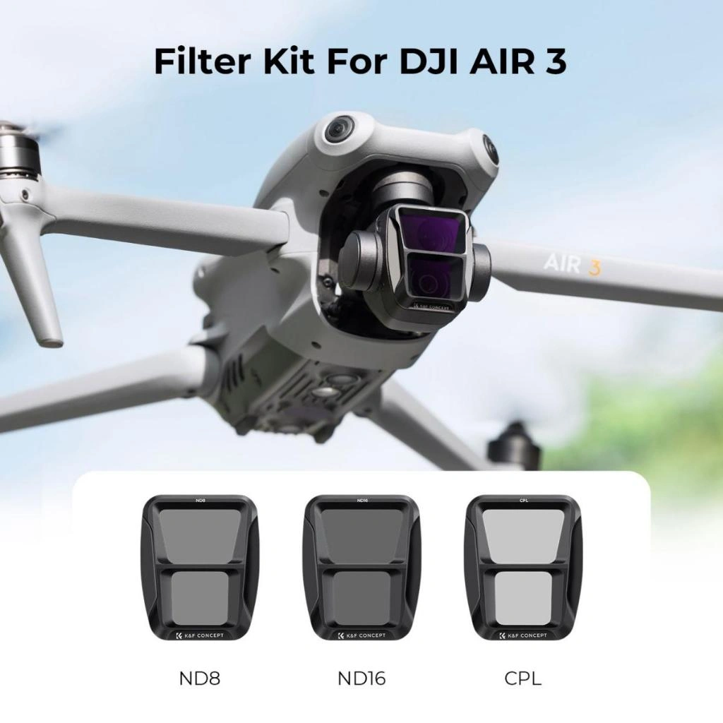 K&F Concept DJI Air 3 CPL+ND8+ND16 3cps Filters Set, 28 Layer Multi-Coated HD Optical Glass / Drone