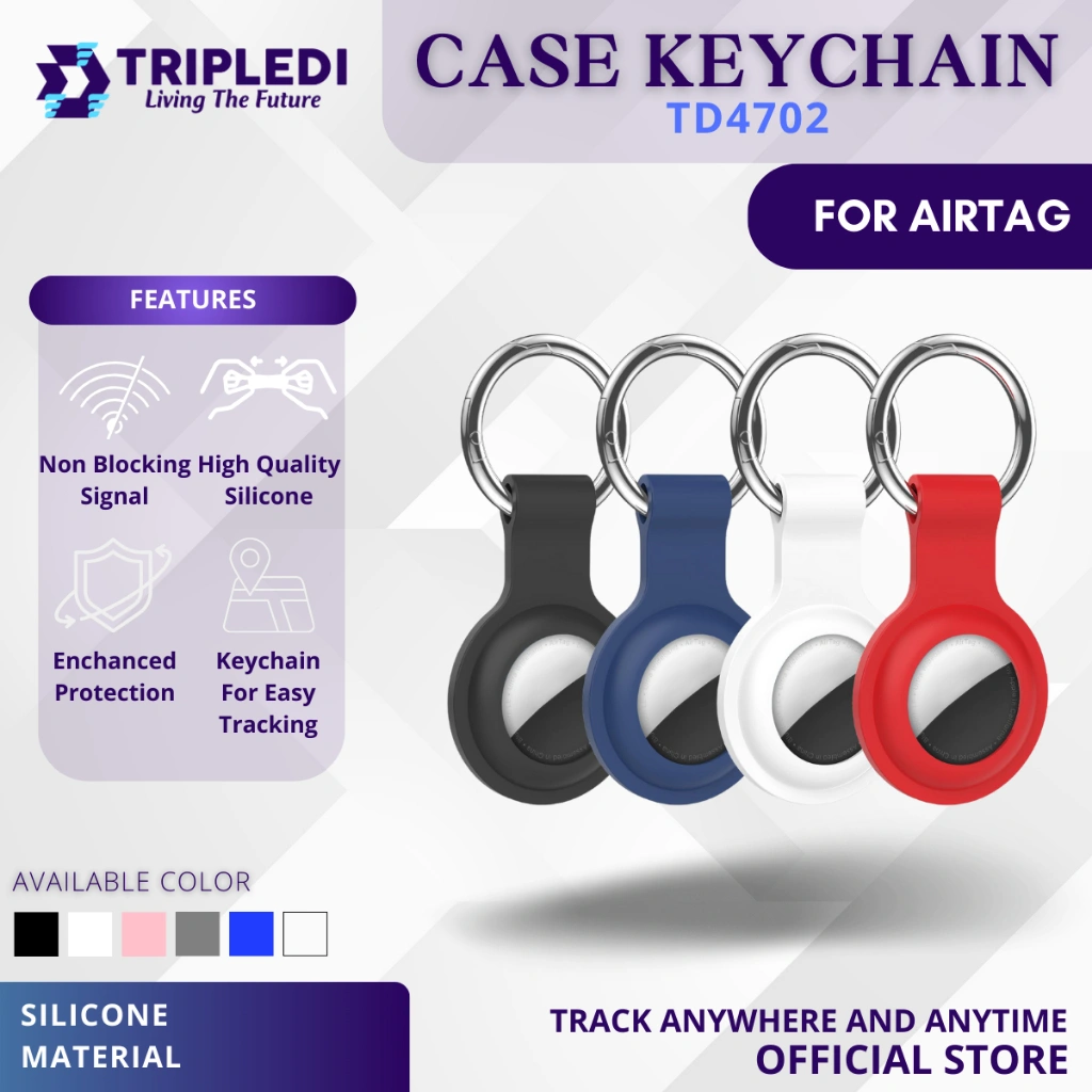 TRIPLEDI Case Silicone For AirTag Shockproof TD4702 Cover Silikon Keychain Protective GPS Tracker Location Anti Lost