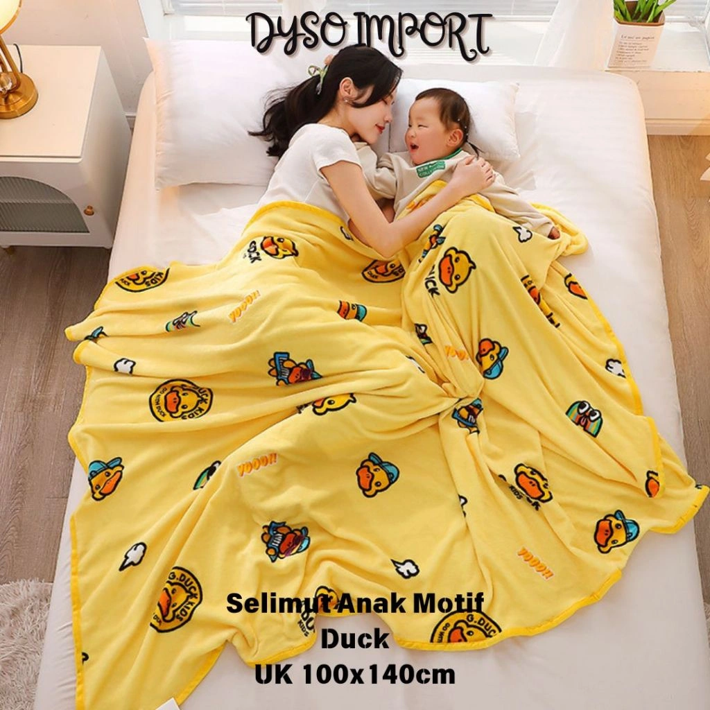 DYSO - Selimut anak karakter yellow duck ukuran 100x140cm kualitas premium