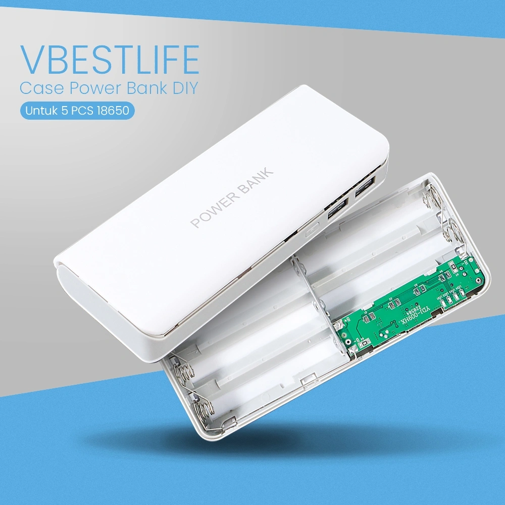 VBESTLIFE Case Power Bank DIY untuk 5 PCS 18650 - YDJ-009HX - White