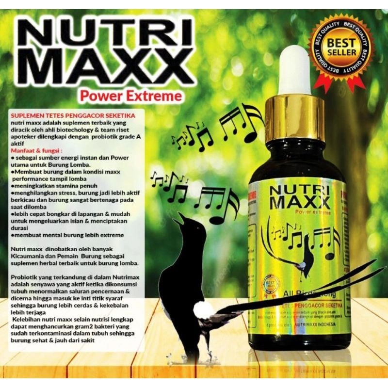 NutriMaxx Vitamin Suplemen Penggacor Burung Kicau dengan probiotik grade A aktif