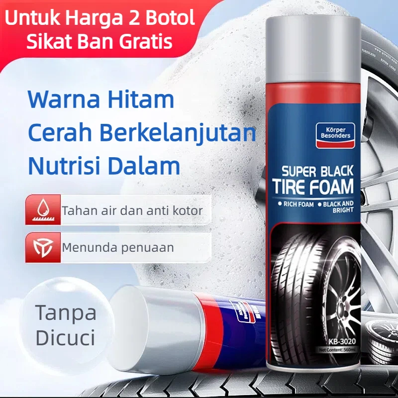 Bisa COD Diskon waktu terbatas 60% untuk harga asli Glodway Pembersih Dan Semir Ban Multifungsi Mobil Semprot Korper Besonders Pengkilat Motor Body Bodi Penghitam Permanen Penggilap Tahan Lama Tire Foam Car Interior Sofa Tas Clean Cairan Kit Super Black