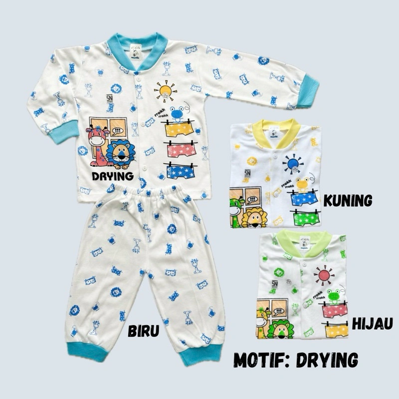 GLBabynkids Piyama Panjang Baju Tidur Bayi Anak Kancing Depan Size S 6Bulan -1Tahun Katun SNI