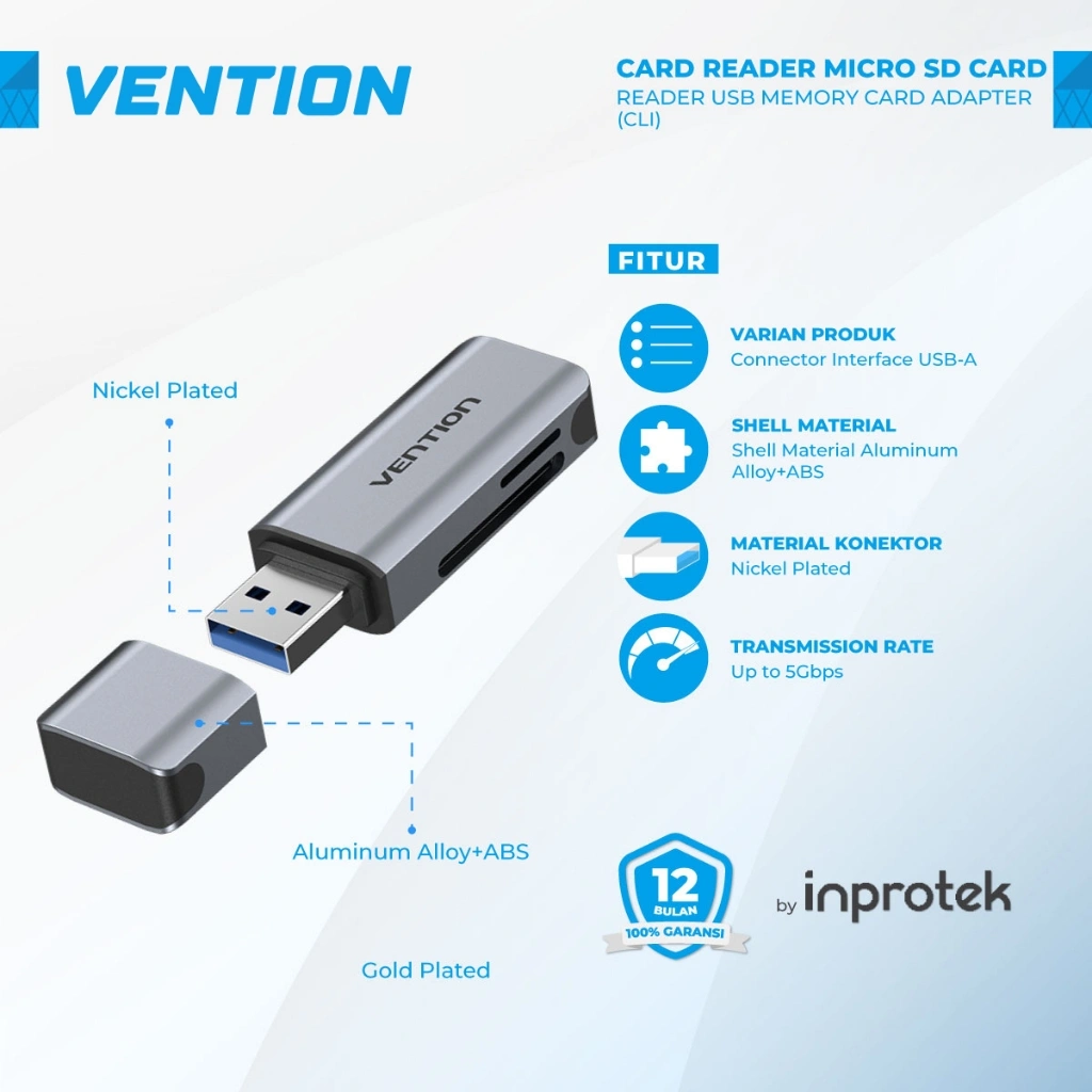 Vention Card Reader Micro SD Card Reader USB Memory Card Adapter