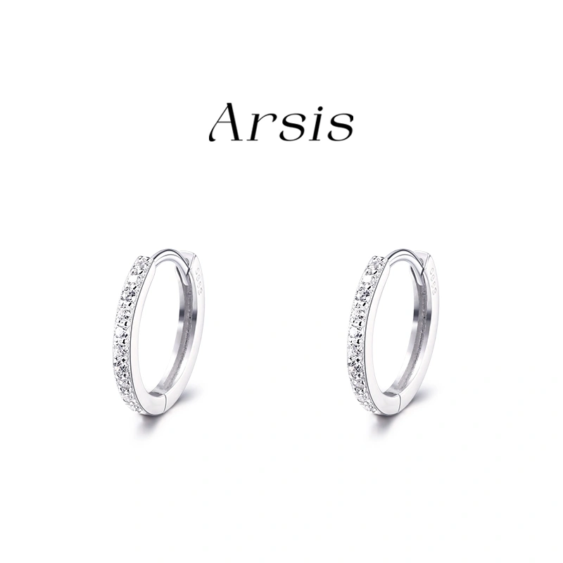 ARSIS Anting bulat zirkon perak Wanita Minimalis Desain kelas atas Jarum perak sterling