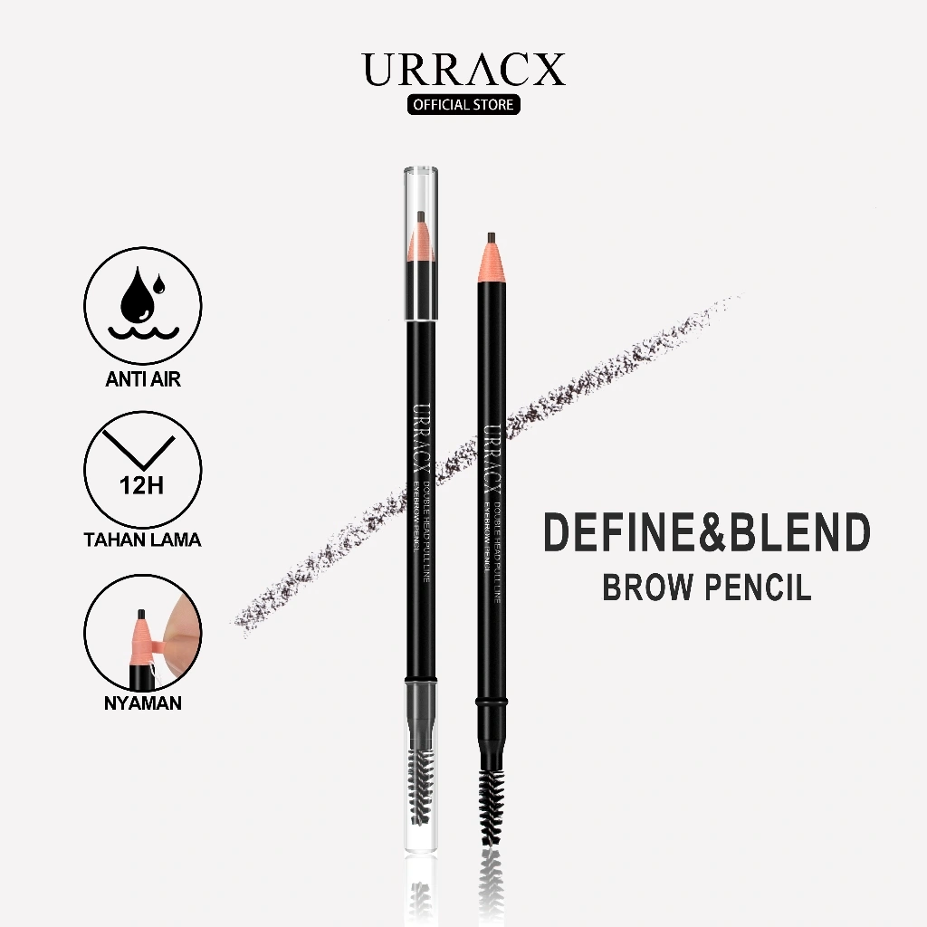 URRACX Brow Fix Pensil Alis 5 Warna Natural & Pigmented Smooth Tahan air Tahan lama 2 In 1 Eyebrow Pensil Mudah Dipakai Pemula