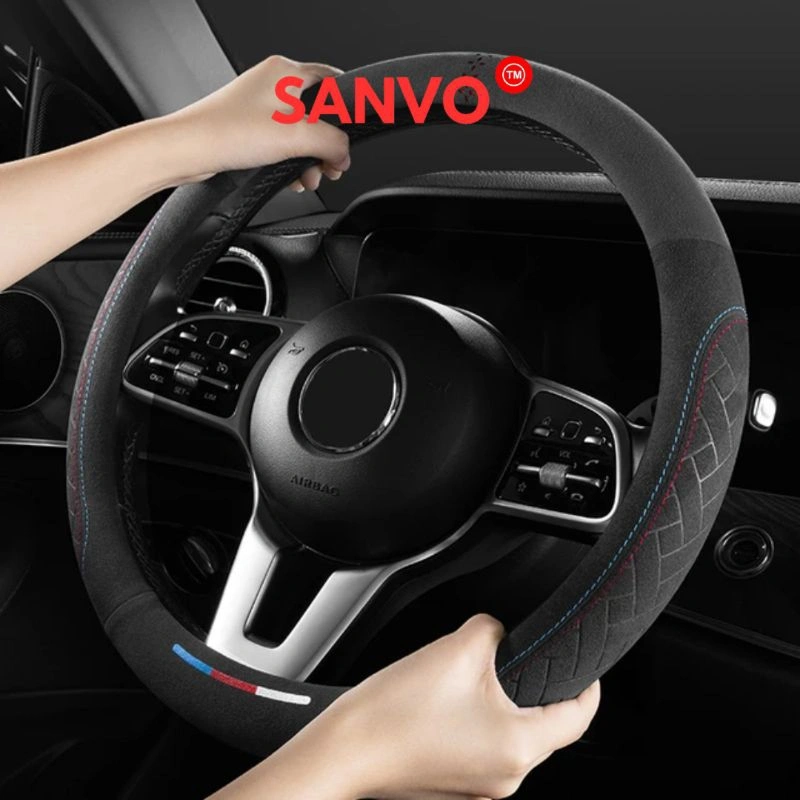 Sanvo Cover Sarung Setir Mobil Full Suede Premium ALCANTARA / Sarung Stir Mobil / Car Steering Wheel Cover (SWC04)